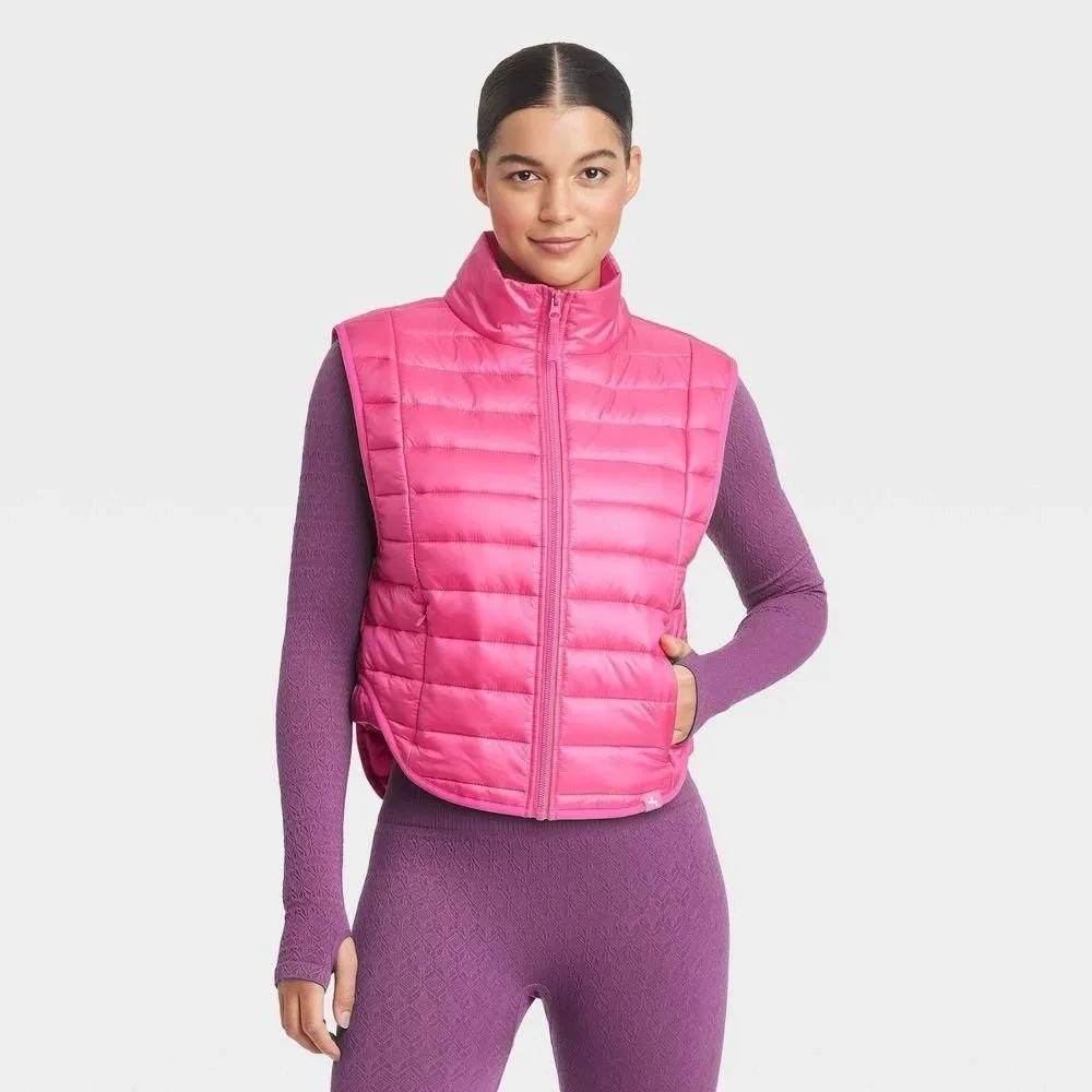 A-15 Women's Quilted‎ Puffer Vest - JoyLab Pink Size L